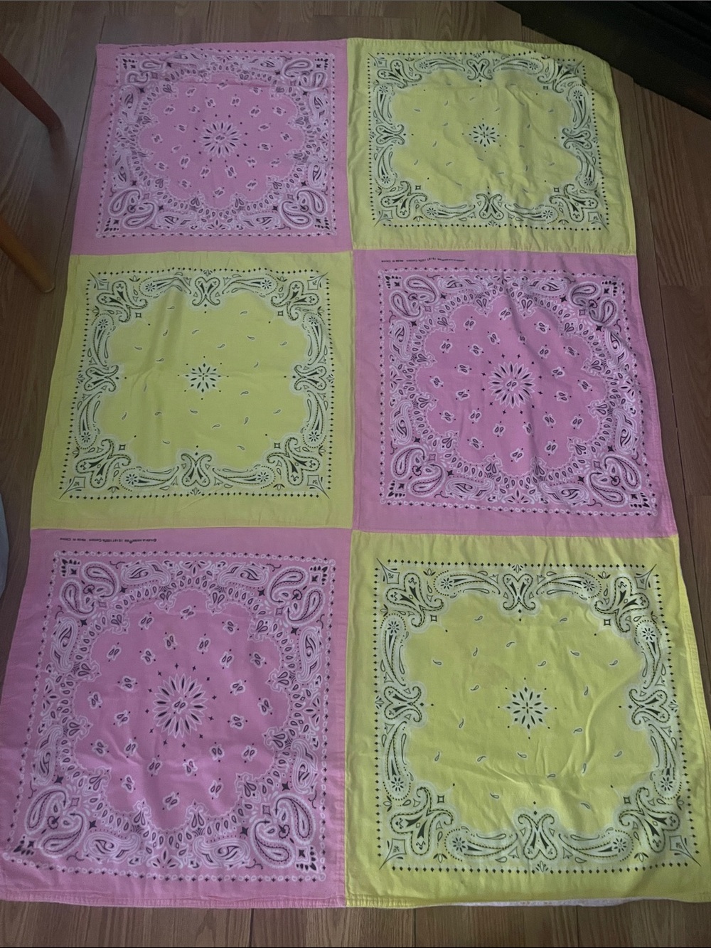 Patchwork Bandana Throw Blanket in Pink & Yellow - Unbranded